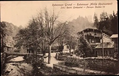 Ak Rabenau im Erzgebirge, Rabenauer Grund, Restaurant Rabenauer Mühle
