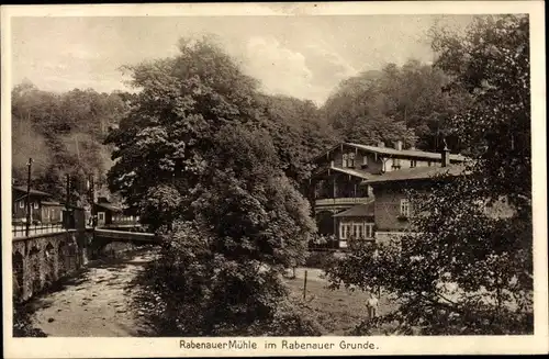 Ak Rabenau im Erzgebirge, Rabenauer Mühle im Rabenauer Grund