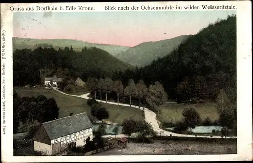 Ak Dorfhain in Sachsen, Blick nach der Ochsenmühle im wilden Weisseritztale