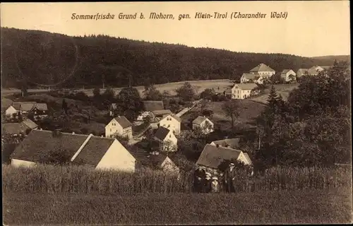 Ak Grund Mohorn Wilsdruff in Sachsen, Sommerfrische Grund, Blick auf Ortschaft und Umgebung