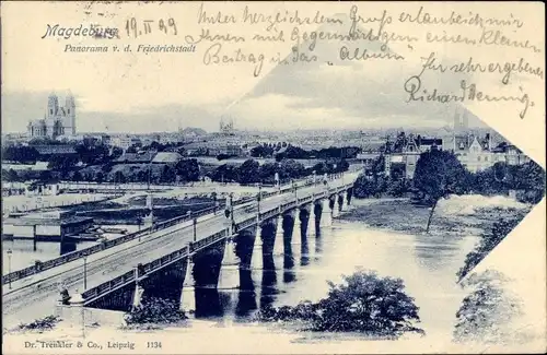 Ak Magdeburg an der Elbe, Panorama v. d. Friedrichstadt