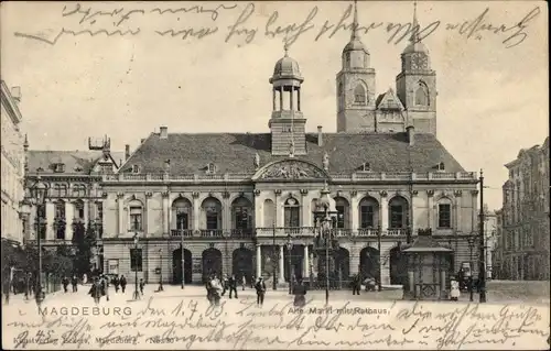 Ak Magdeburg an der Elbe, Rathaus, alter Markt