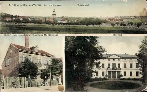 Ak Kleinwerther Werther in Thüringen, Rittergut, Bäckerei und Materialwarenhandlung, Totalansicht