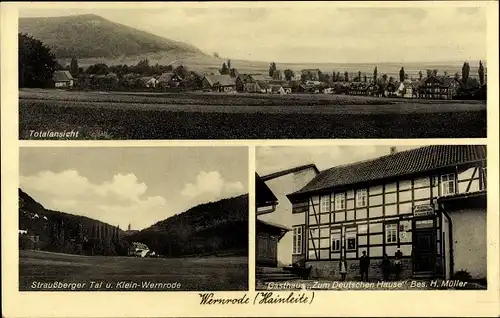 Ak Wernrode Bleicherode im Kreis Nordhausen, Totalansicht, Straußberger Tal, Gasthaus H. Müller