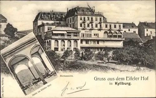 Ak Kyllburg in der Eifel, Eifeler Hof, Halle, Rückansicht