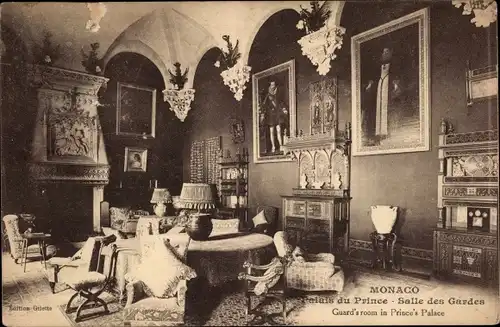 Ak Monte Carlo Monaco, Palais du Prince, Salle des Gardes, Innenansicht