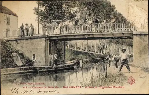 Ak Nogent-lès-Montbard Côte d’Or, Concours de Peche des Balagnafs au Pont