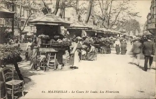 Ak Marseille Bouches du Rhône, Le Cours St. Louis, les Fleuristes
