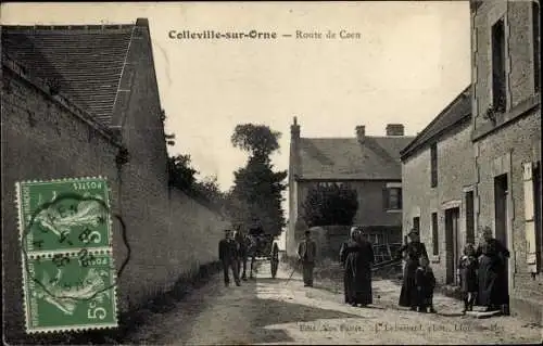 Ak Colleville sur Orne Calvados, Route de Caen