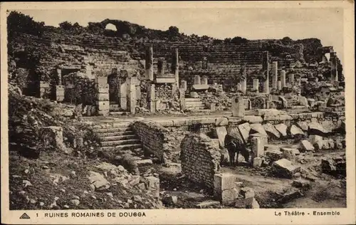 Ak Dougga Thugga Tunesien, Ruines Romaines, Le Theatre