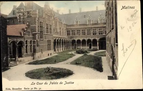 Ak Mechelen Mecheln Malines Flandern Antwerpen, La Cour du Palais de Justice