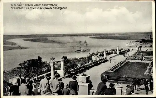 Ak Belgrad Serbien, La terasse du nouveau Kalemegdan, Flussansicht