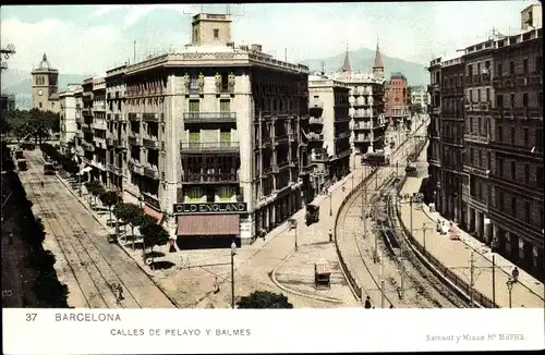 Ak Barcelona Katalonien Spanien, Calles de Pelayo y Balmes