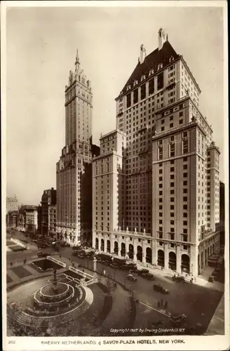 Ak New York City USA, Sherry Netherlands and Savoy Plaza Hotels
