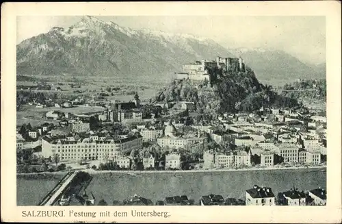 Ak Salzburg in Österreich, Festung mit dem Untersberg