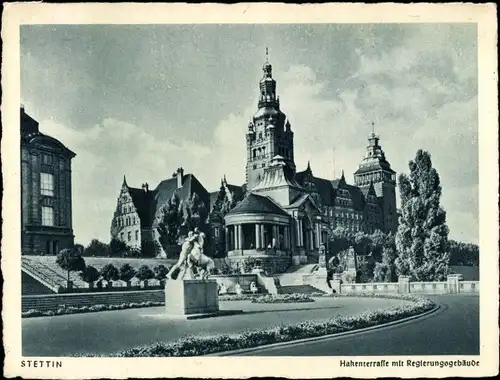 Ak Szczecin Stettin Pommern, Hakenterrasse, Regierungsgebäude