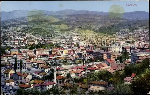 Ak Sarajevo Bosnien Herzegowina, Panorama vom Ort