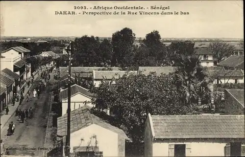 Ak Dakar Senegal, Perspective de la Rue Vincens dans le bas