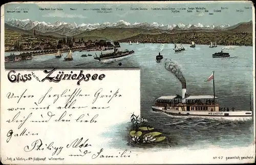 Litho Zürichsee Kanton Zürich, Panorama