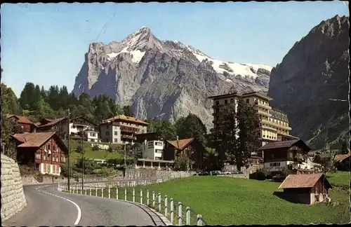 Ak Grindelwald Kanton Bern, Straßenpartie, Wetterhorn