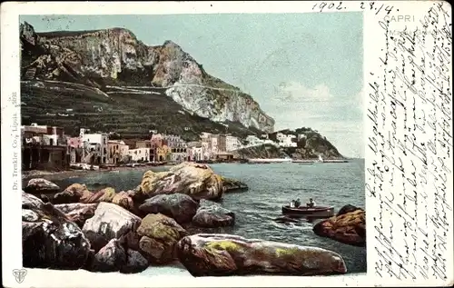 Ak Capri Neapel Campania, Felspartie, Ort