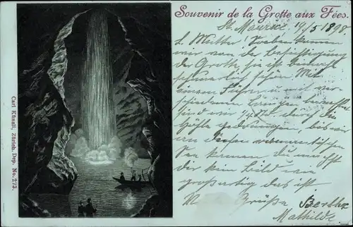 Ak Côte aux Fées Kanton Neuenburg Schweiz, Partie in der Grotte