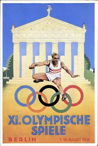 Künstler Ak Berlin, XI. Olympische Spiele 1936, Hürdenläufer, Österreichischer Olympiafond