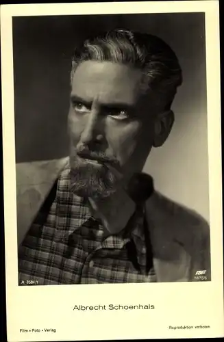 Ak Schauspieler Albrecht Schoenhals, Pfeife, Portrait, kariertes Hemd