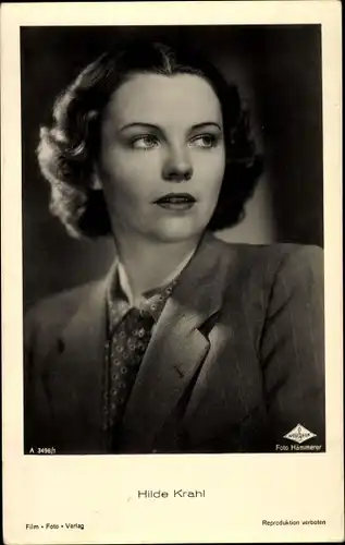 Ak Schauspielerin Hilde Krahl, Portrait, Film Foto Verlag A 3498/1