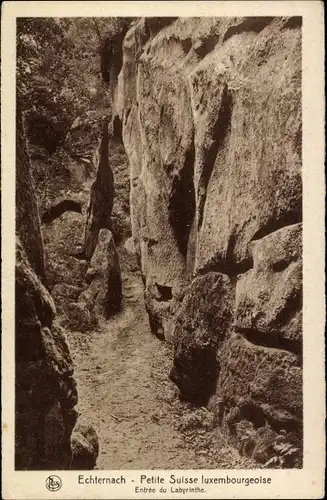 Ak Echternach Luxemburg, Entree du Labyrinthe, Gebirge