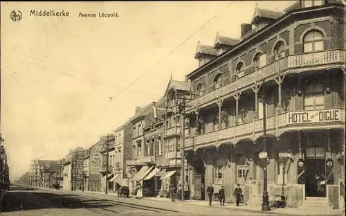 Ak Middelkerke Westflandern, Avenue Leopold, Hotel de la Digue