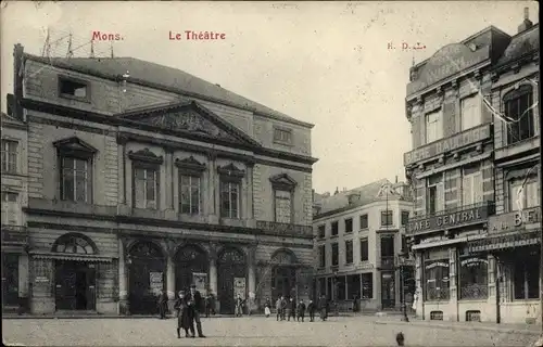 Ak Mons Wallonien Hennegau, Le Theatre, Cafe Central