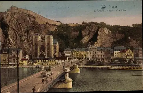 Ak Dinant Wallonien Namur, Citadelle, l'eglise et le pont