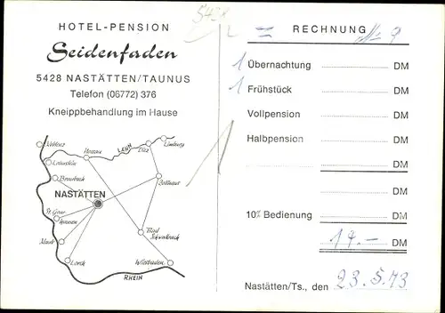 Ak Nastätten im Taunus, Hotel Pension Seidenfaden, Schwimmbad, Terrasse, Kneippbad, Minigolf