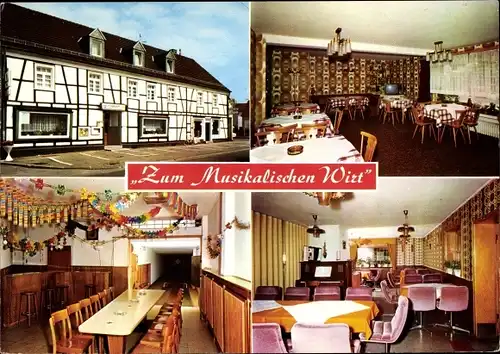 Ak Hartegasse Lindlar Oberbergischer Kreis, Gaststätte Zum Musikalischen Wirt, Bar, Speisesaal