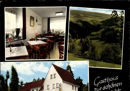 Ak Hülstert Stippe Morsbach im Oberbergischen Kreis, Gasthaus Schönenbach, Außenansicht, Umgebung