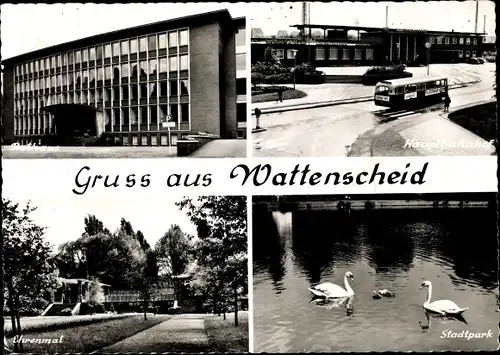 Ak Wattenscheid Bochum Ruhrgebiet, Hauptbahnhof, Rathaus, Stadtpark, Ehrenmal