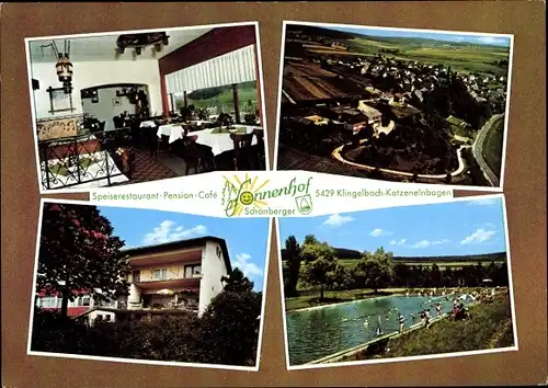 Ak Klingelbach Katzenelnbogen im Taunus, Gasthaus Sonnenhof, Freibad, Ort
