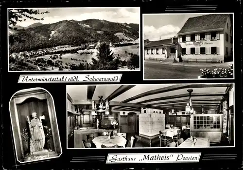 Ak Untermünstertal Münstertal im Schwarzwald, Gasthaus Matheis, Außenansicht, Panorama