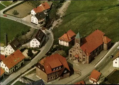 Ak Seebach in Baden Schwarzwald, Herz-Jesu-Kirche, Fliegeraufnahme