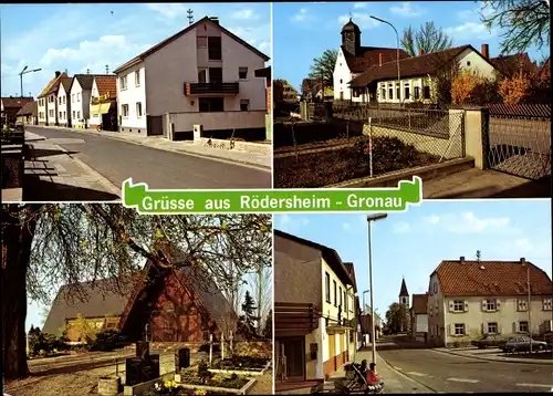 Ak Rödersheim Gronau in der Pfalz, Straßenpartien, Kirche, Friedhof