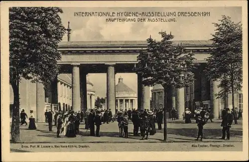 Ak Dresden, Internationale Hygiene Ausstellung 1911, Haupteingang der Ausstellung