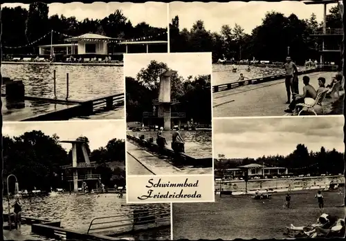 Ak Friedrichroda im Thüringer Wald, Schwimmbad, Freibad, Sprungturm