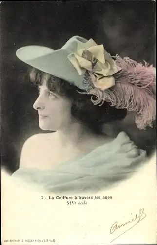 Ak La Coiffure a travers les ages, XIVe siecle