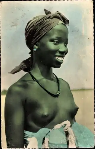 Ak Beaute Noire, Afrikanische Frau, Frauenakt, Busen