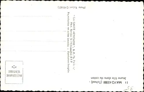 Ak Tschad, Mayo Kebbi, Jeune fille dans du coton, Barbusig