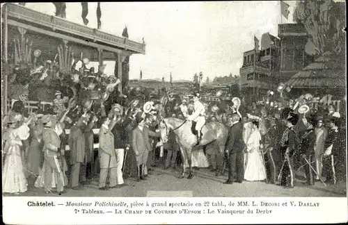 Ak Paris I, Théâtre du Châtelet, Monsieur Polichinelle, le Champ de Courses d'Epsom, Theaterszene