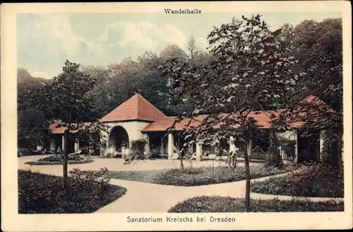 Ak Kreischa Osterzgebirge, Wandelhalle des Sanatoriums