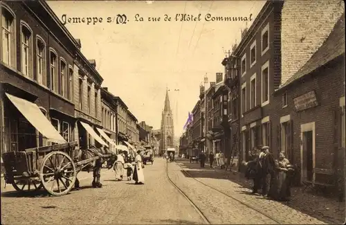 Ak Jemeppe sur Meuse Wallonien Lüttich, La Rue de l'Hotel Communal