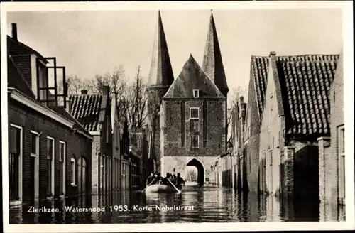 Ak Zierikzee Zeeland, Watersnood 1953, Korte Nobelstraat